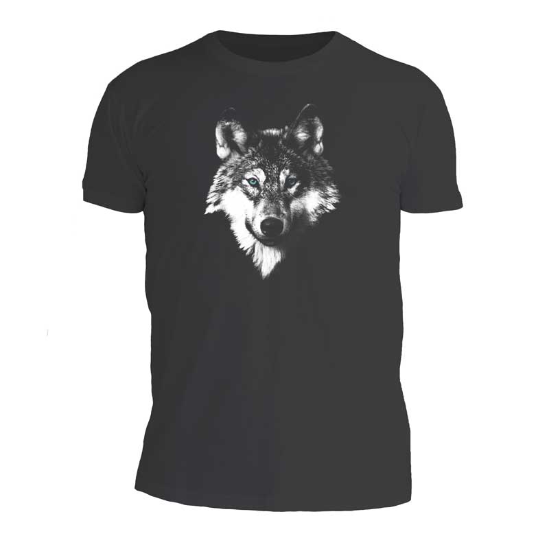 μαύρο ανδρικό tshirt με στάμπα white wolf