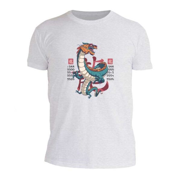 γκρι ανδρικό t-shirt με στάμπα chinese dragon