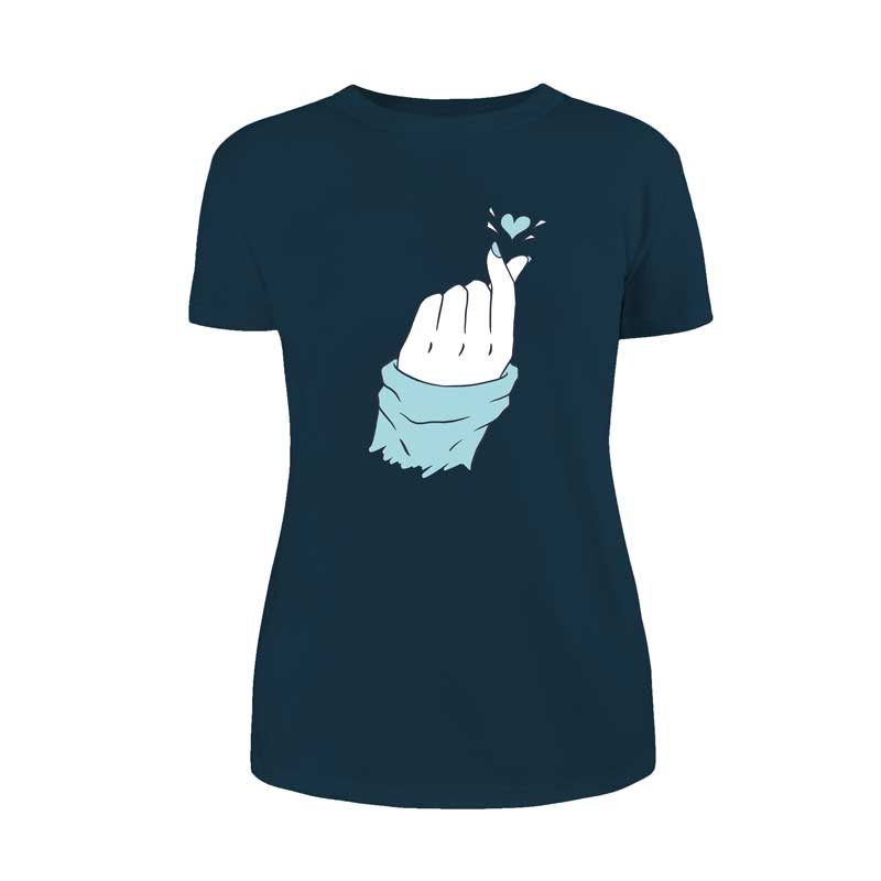 γυναικείο french navy t-shirt με στάμπα χέρι καρδιά μπροστά 01
