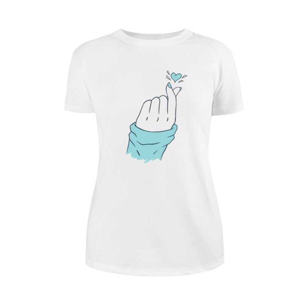 γυναικείο λευκό t-shirt με στάμπα χέρι καρδιά μπροστά 01
